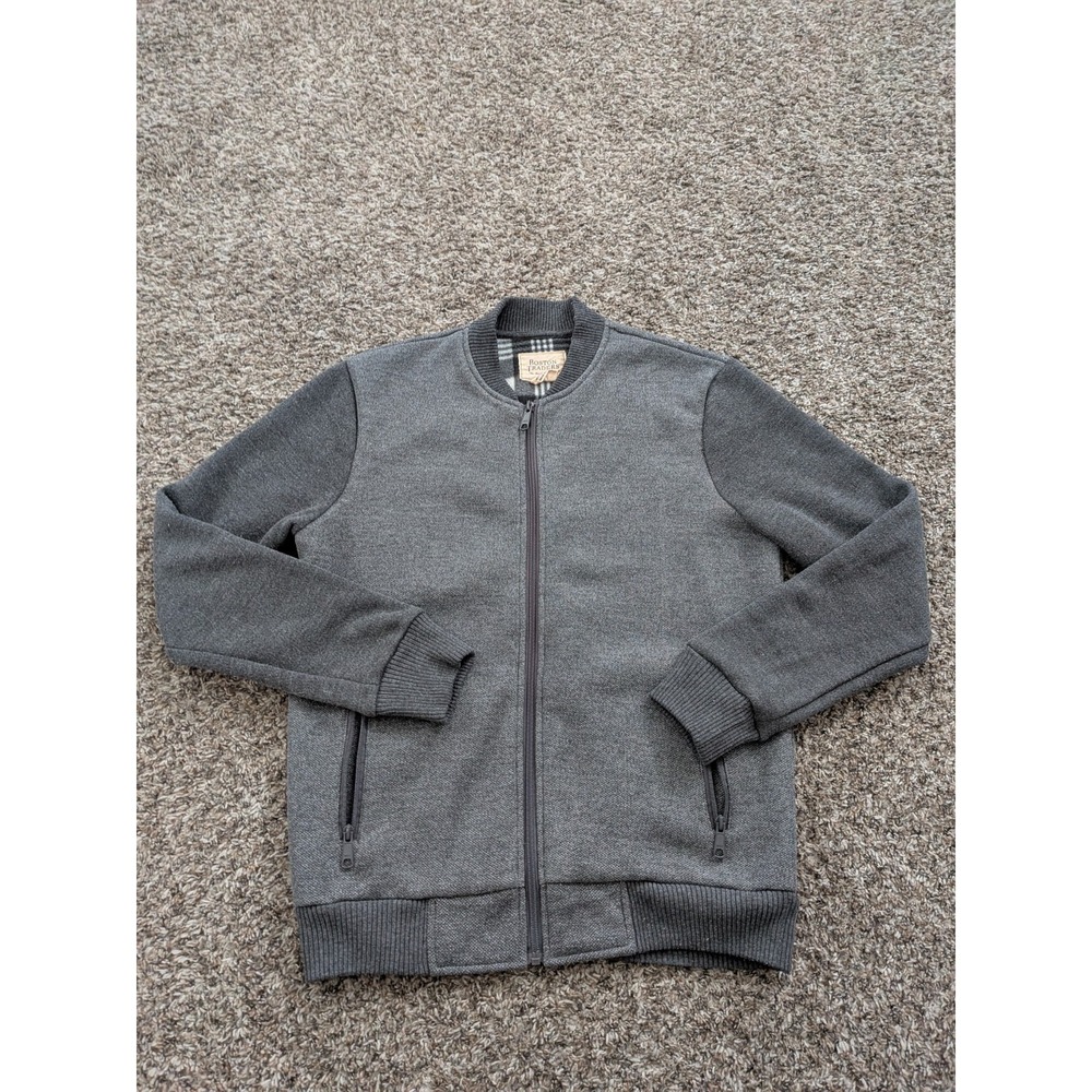 Boston Traders Sweater Jacket Full Zip Fleece Lined Gray ‎ Medium